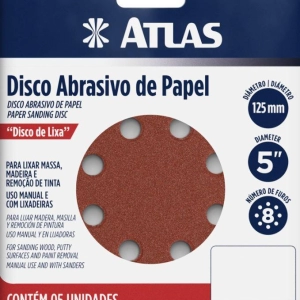 DISCO ABRASIVO PAPEL 125MM GRAO 320 5 UNIDADES ATLAS