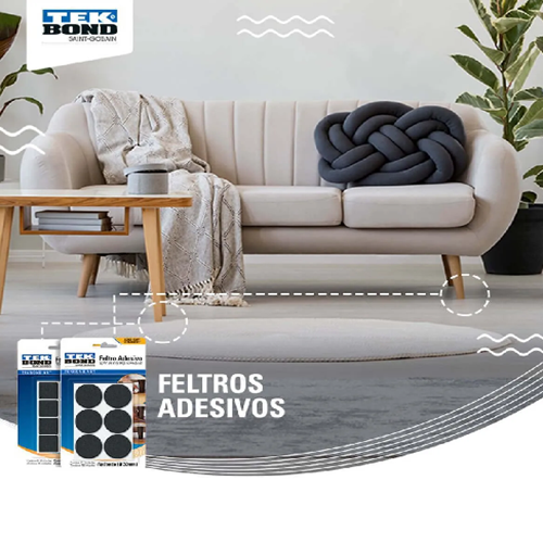 ADESIVO FELTRO REDONDO 30MM PRETO 12UN TEKBOND (INV)