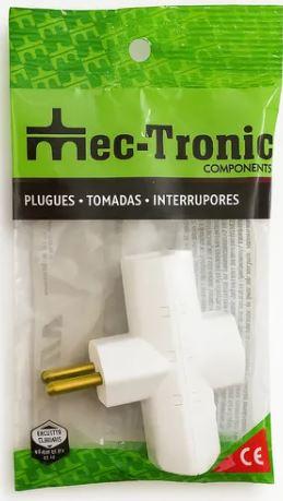 PLUG 3 SAIDAS 2P+T BRANCO MEC-TRONIC